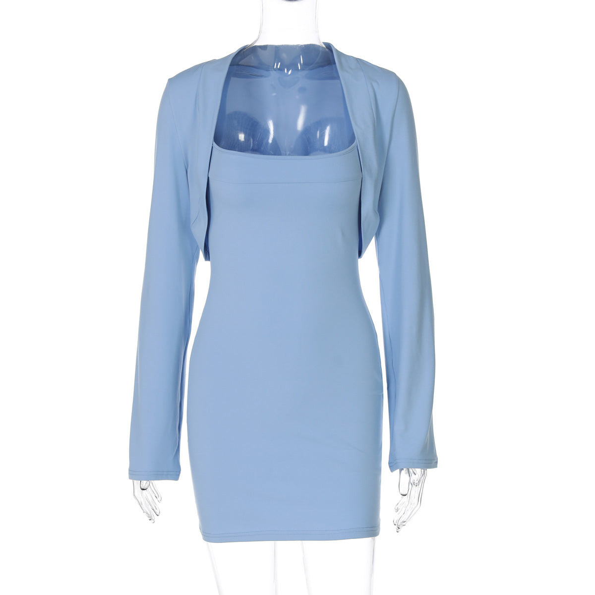 Fall Dress Women Long Sleeved Shawl Tube Top Sexy Sling Hip Dress Two Piece Sets