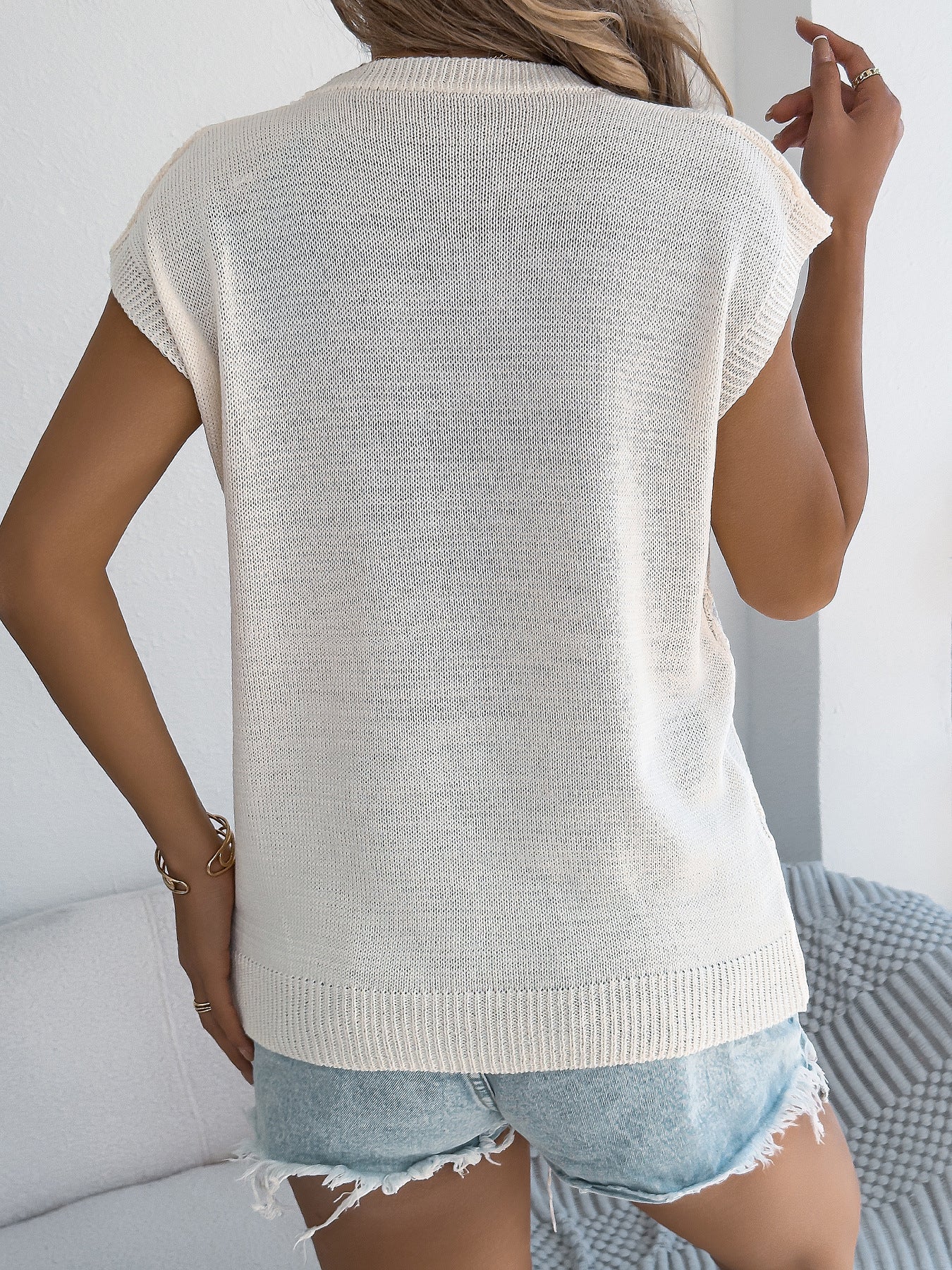 Women Clothing Spring Summer Solid Color Twist Batwing Sleeve Casual Loose Knitwear Top