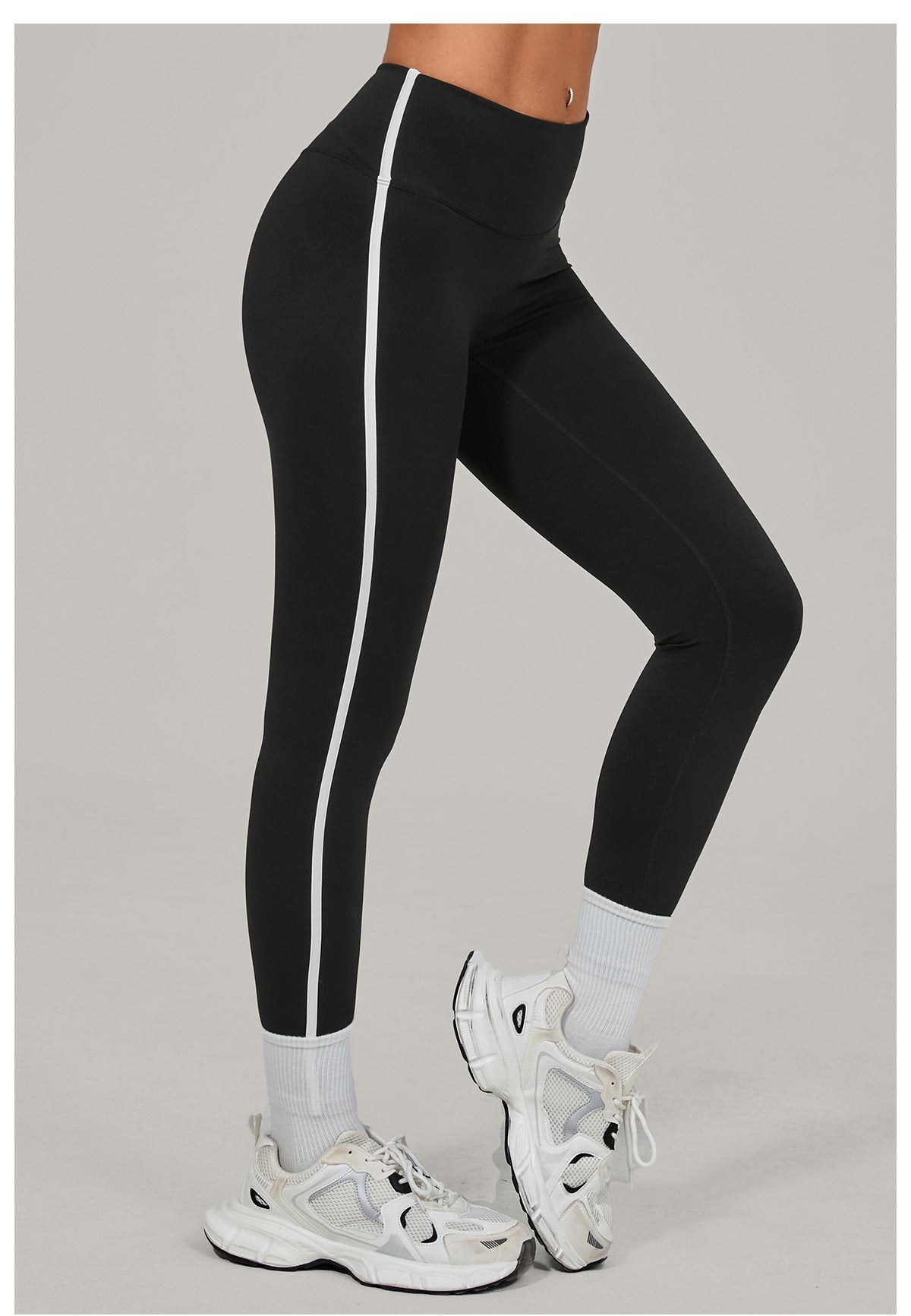 High Waist Invisible Pleated Yoga Pants Color Contrast Patchwork Nude Feel Tight Women Sports Fitness Pants