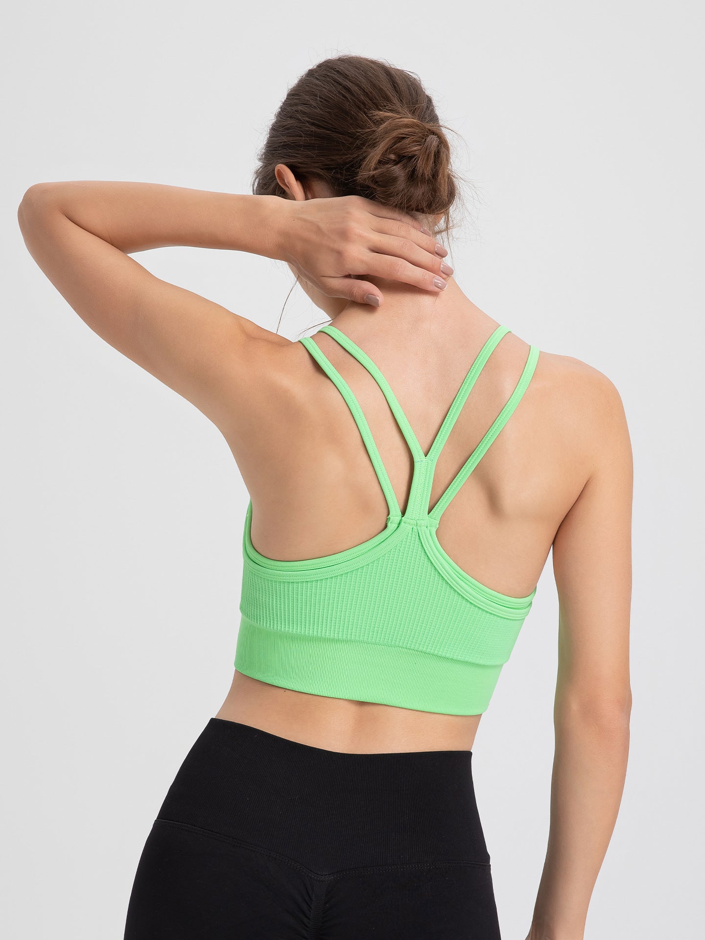 Sports Underwear Women Spaghetti Strap Beauty Back Faux Two Piece Sports Underwear Yoga Workout Clothes Bra Vest