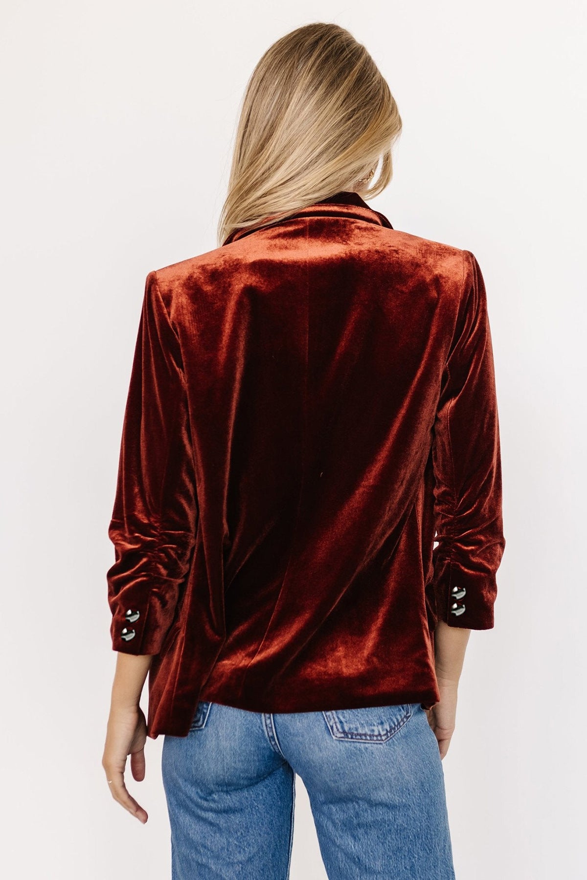 Coat Women Spring Autumn Gold Velvet Diagonal Pocket Collared Long Sleeve Small Blazers