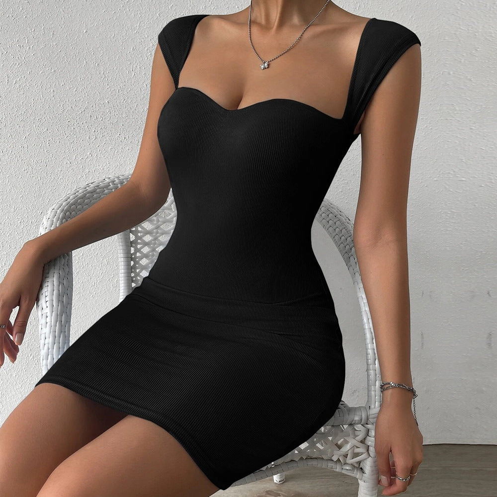 Women Clothing Sexy Nightclub Sleeveless Knitted Hip Spaghetti Straps Dress