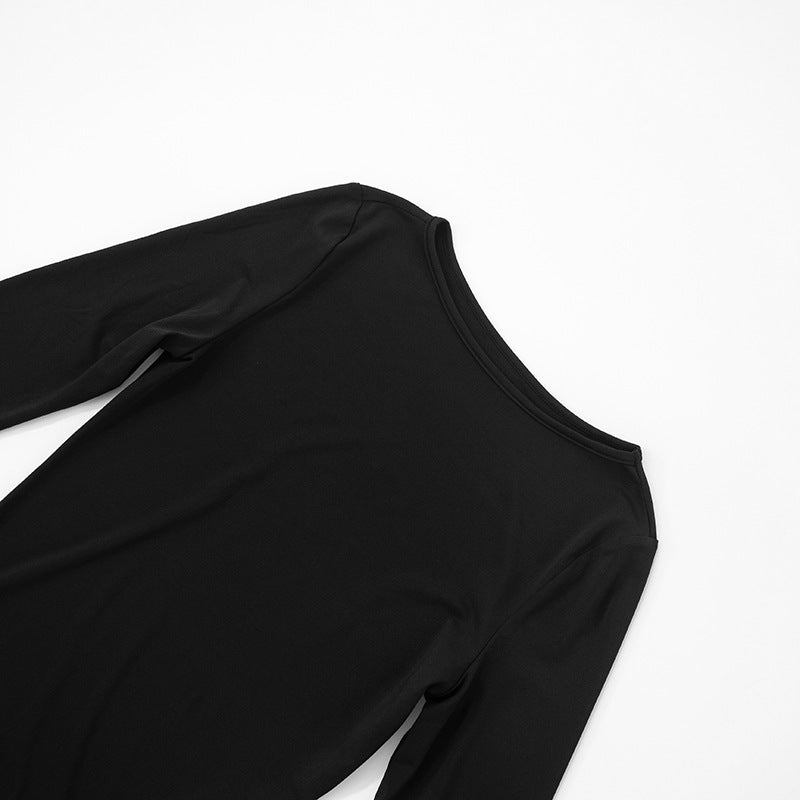 Women Clothing Summer Sexy Sexy Long Sleeve Narrow Solid Color Dress