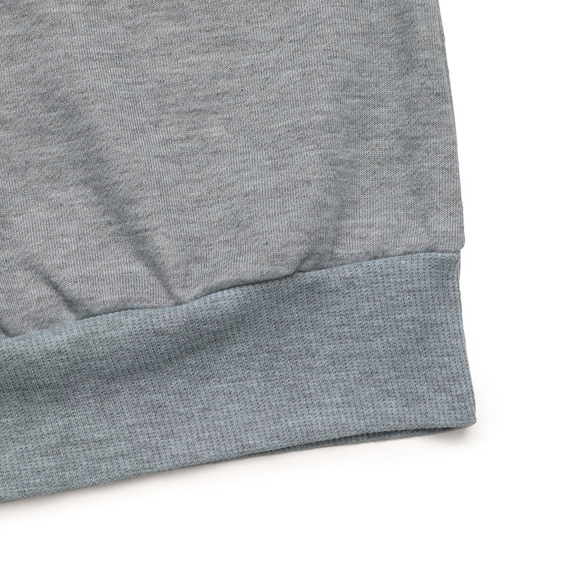 Spring Autumn Casual Retro Top Gray Long Sleeves Sequin Stitching Sweater