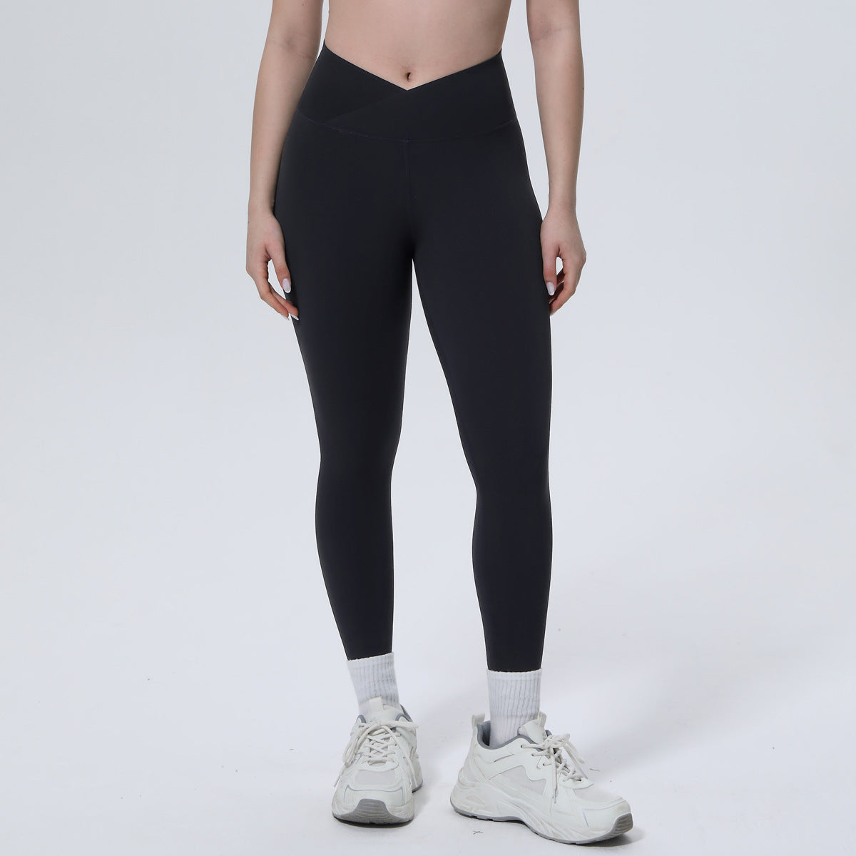 High Waist Nude Feel Seamless Skin Friendly Cross Waist Tight Pants Running Exercise Workout Pants Sexy Slim Fit Yoga Pants