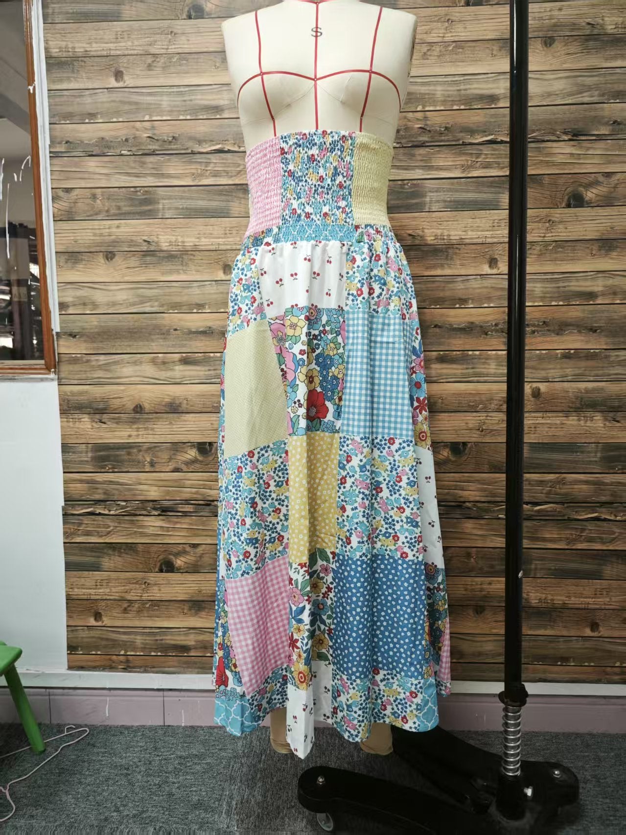 Printed Stitching Women Clothing Popular Floral Skirt Long Skirt