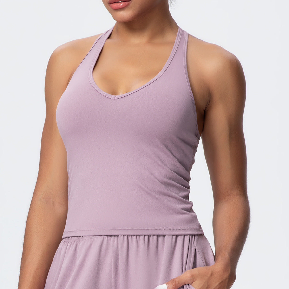 Brushed Solid Color Yoga Vest V Shaped Tight Back Spaghetti Strap Sports Underwear Running Workout Fitness Clothes