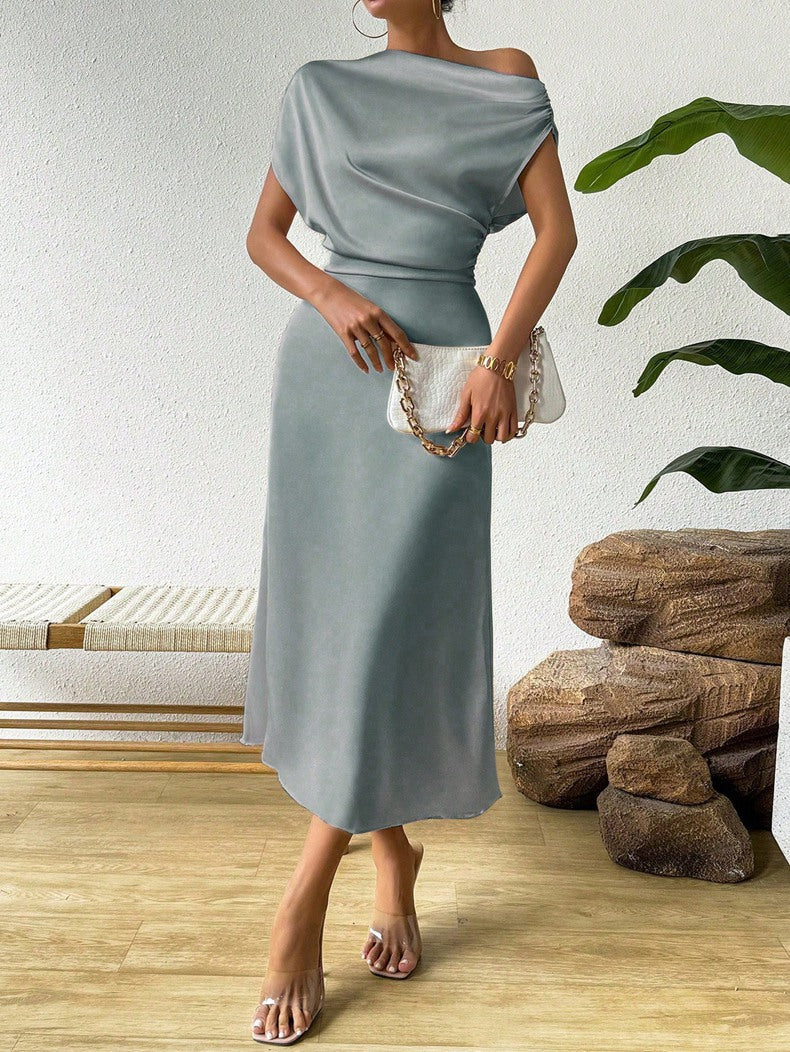 Women Clothing Trendy Summer Satin Satin Women Summer Dress Tight Jumpsuit Long Dress