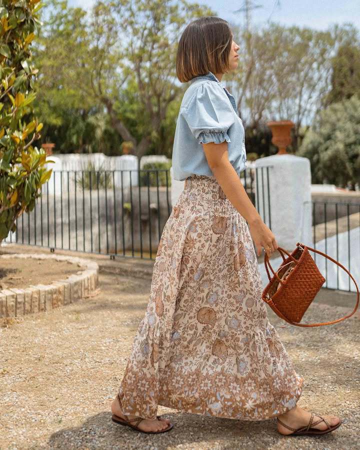 Summer Skirt Bohemian Print Holiday Big Hem Skirt Women