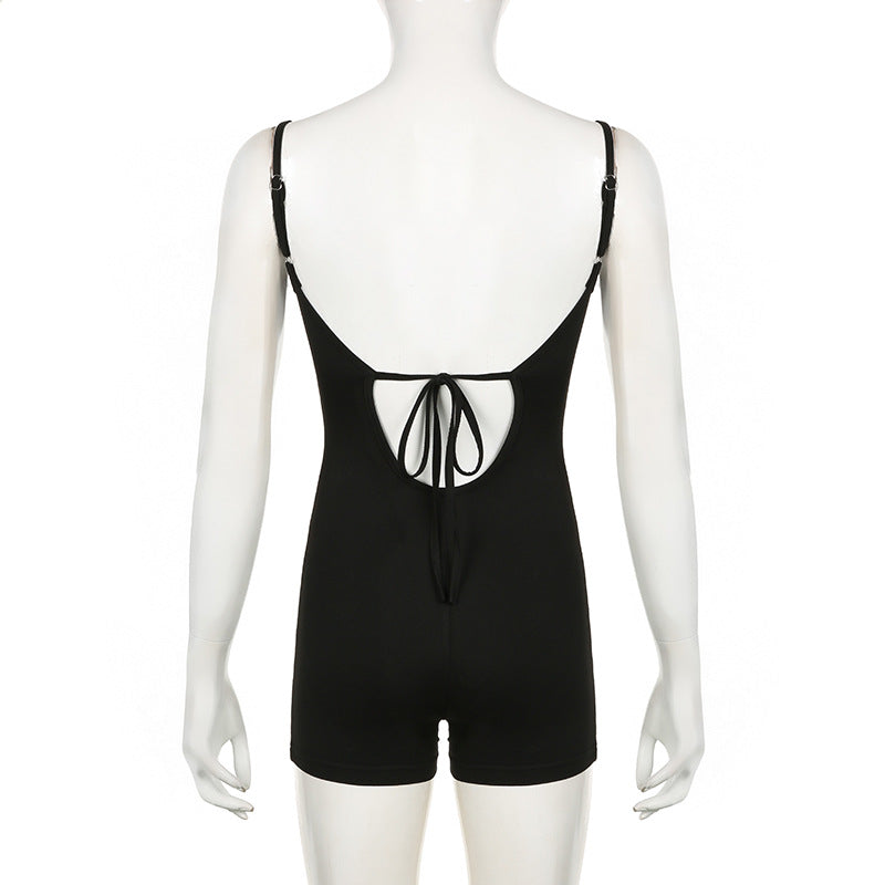 Teenage Casual Three Dimensional Bow Ribbon Stitching Dress Slim Fit Hip Spaghetti Straps Shorts