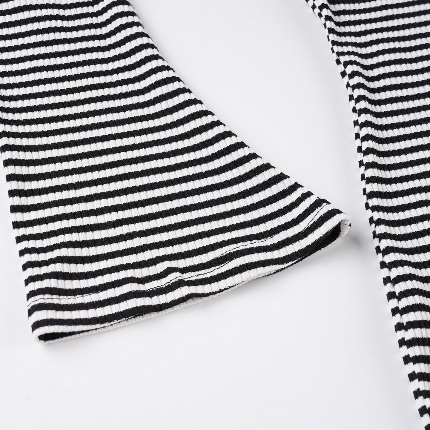 Striped Long Sleeve Slim Dress Women Sexy Flare Sleeve Casual Knitted Sheath Dress