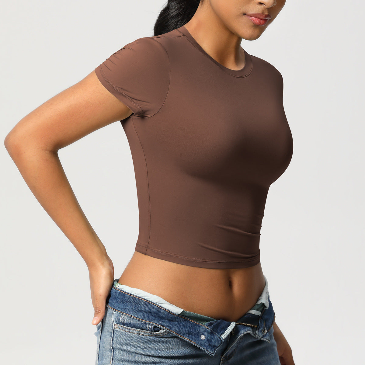Casual Tight Quick Drying Workout Top Yoga Clothes Running Pilates Sports T shirt Short Sleeve