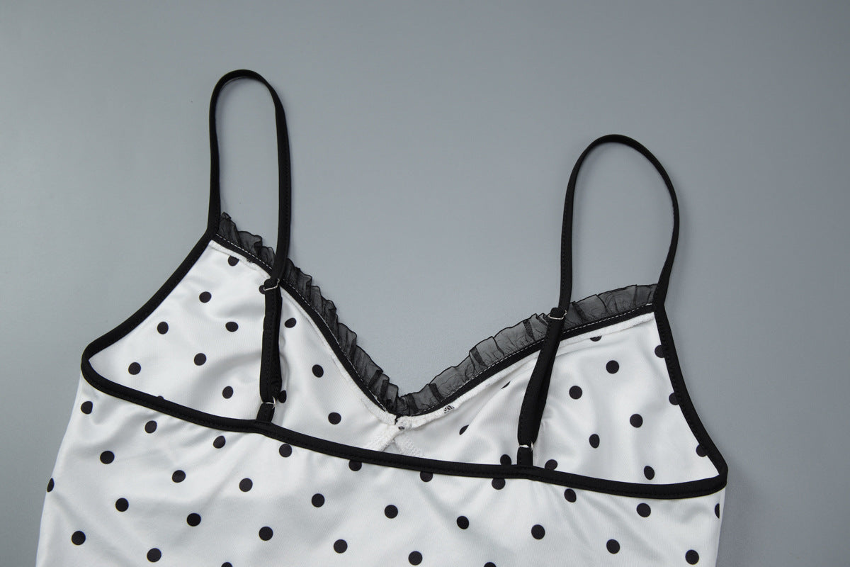 Women Clothing Winter Polka Dot Sexy Sling Slim Skirt Two Piece Set