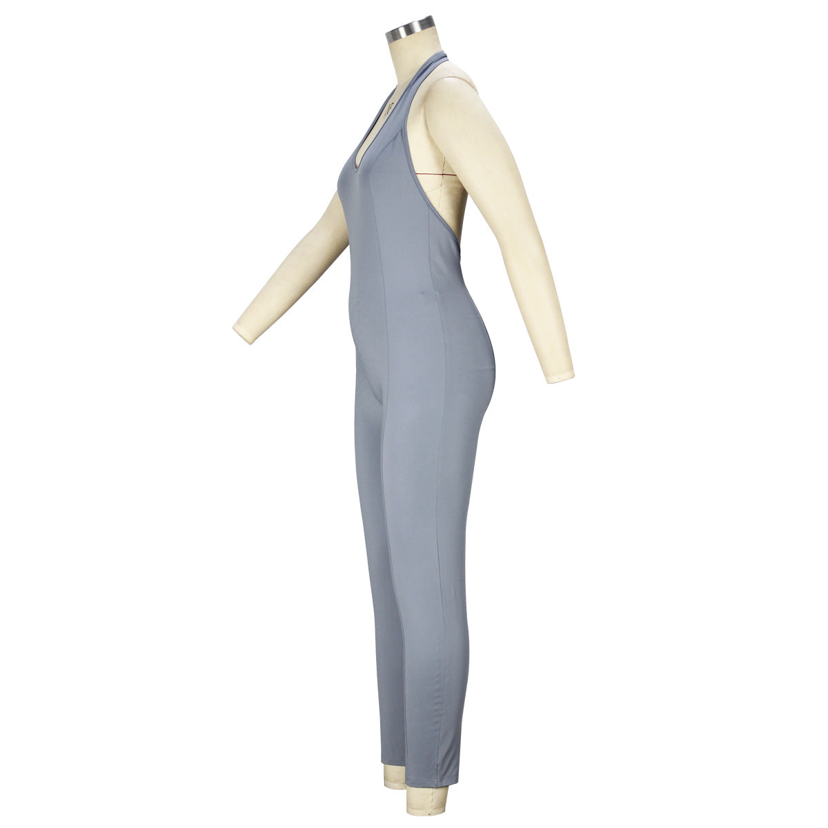 Sexy Women Wear Halter Round Neck Backless Jumpsuit Slim Fit Jumpsuit
