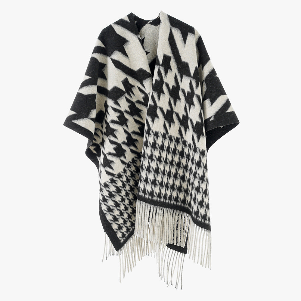 Women Autumn Winter Thickened Cape Coat Split Shawl