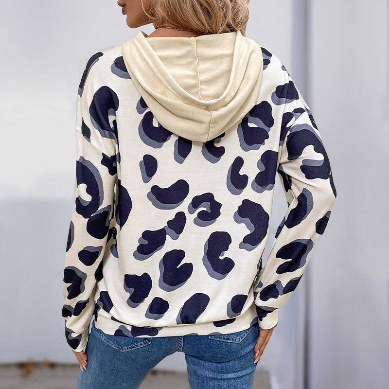 Autumn Pullover Hooded Top Lace Hollow Out Cutout out Stitching Hoodie Printed False Two Piece Sweatshirt