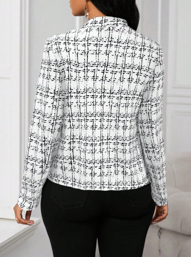 Plaid Slim Fit Small Business Blazer Fashionable All Match Long Sleeve Women