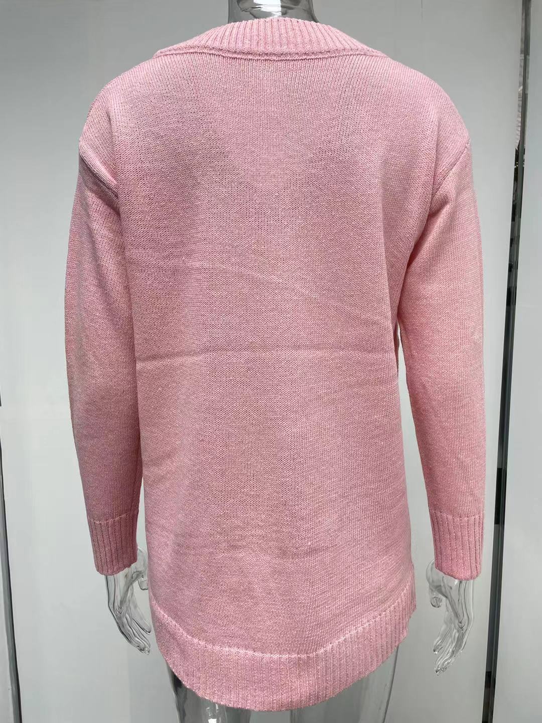 Women Autumn Winter Solid Color Sweater Women V neck Long Sleeve Pullover Sweater Top