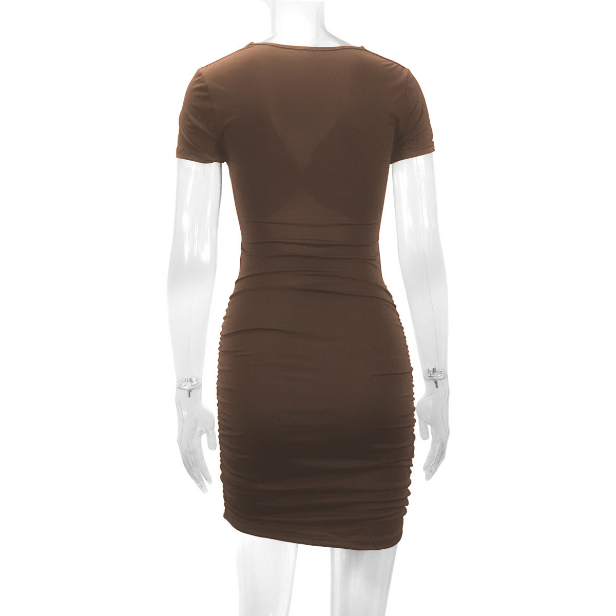 Autumn Winter Women Hip Dress Sexy V Neck Hollow Out Cutout Ties Pleated Dress