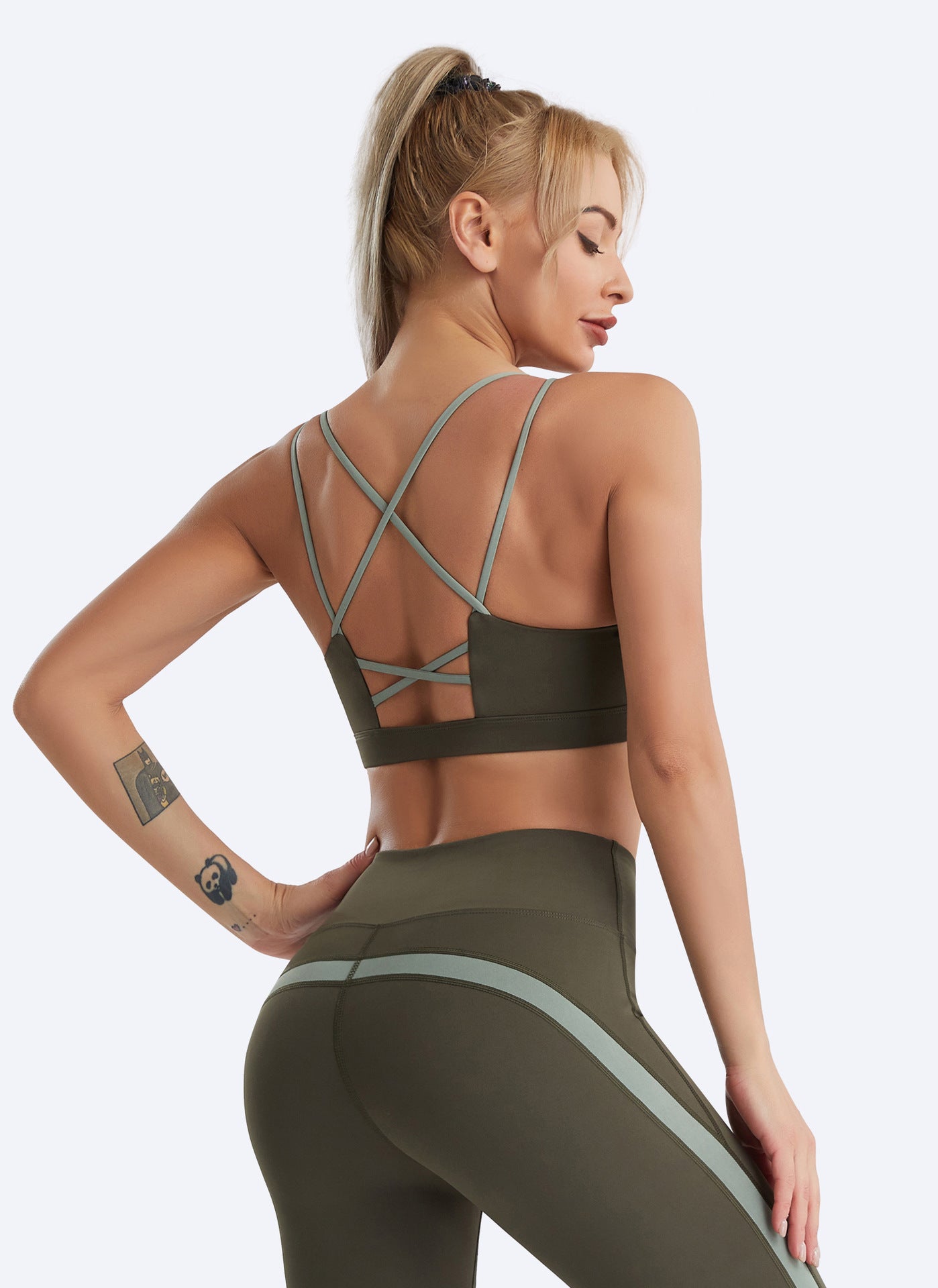 Yoga Clothes Women Sexy Beauty Back Workout Bra Wireless Shockproof Push up Running Exercise Underwear