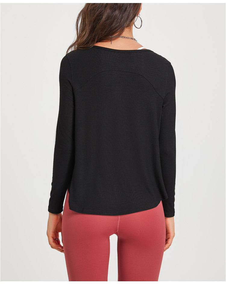 Loose Fitness Yoga Long Sleeve T shirt Quick Drying Blouse Autumn Thread Sports Workout Clothes Top Women