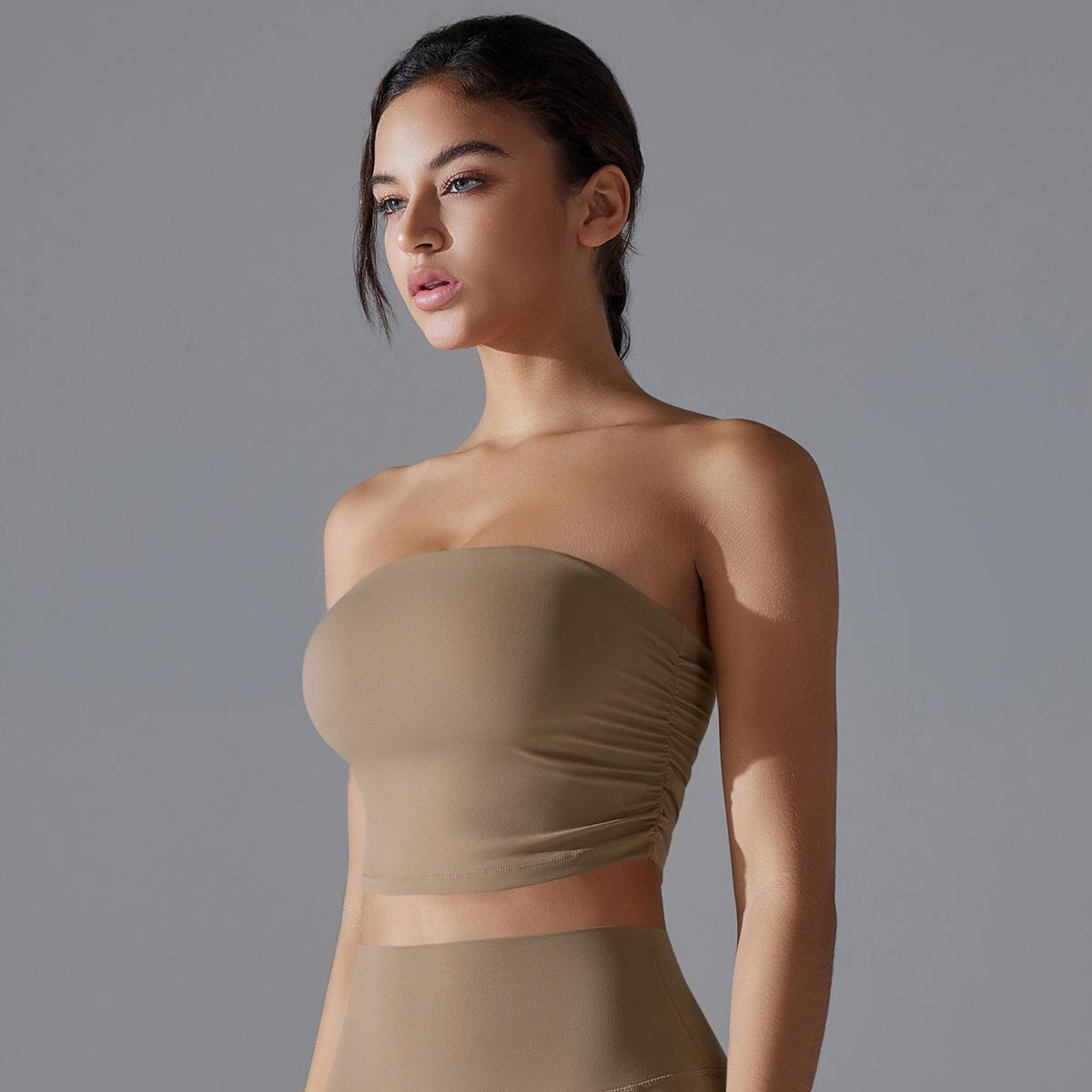 One Piece Nude Feel Sports Underwear Anti Exposure Inner Tube Top Base Workout Top Skinny Yoga Clothes Women