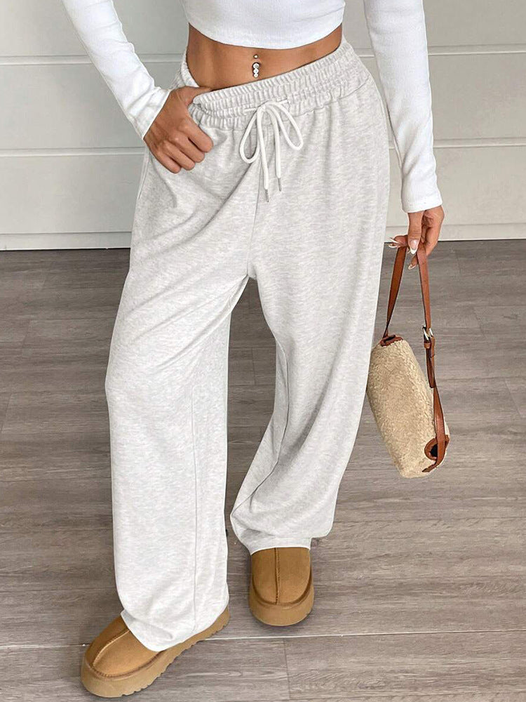 Autumn Winter Solid Color Women Clothes Casual Pants Loose Slimming Wide Leg Pants Office Trousers