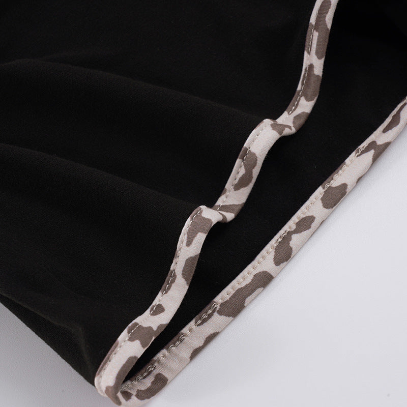 Sexy Women Wear Leopard Splicing Casual Tube Top Shorts Set Slimming Top Hip Boxer Shorts Two Piece Set