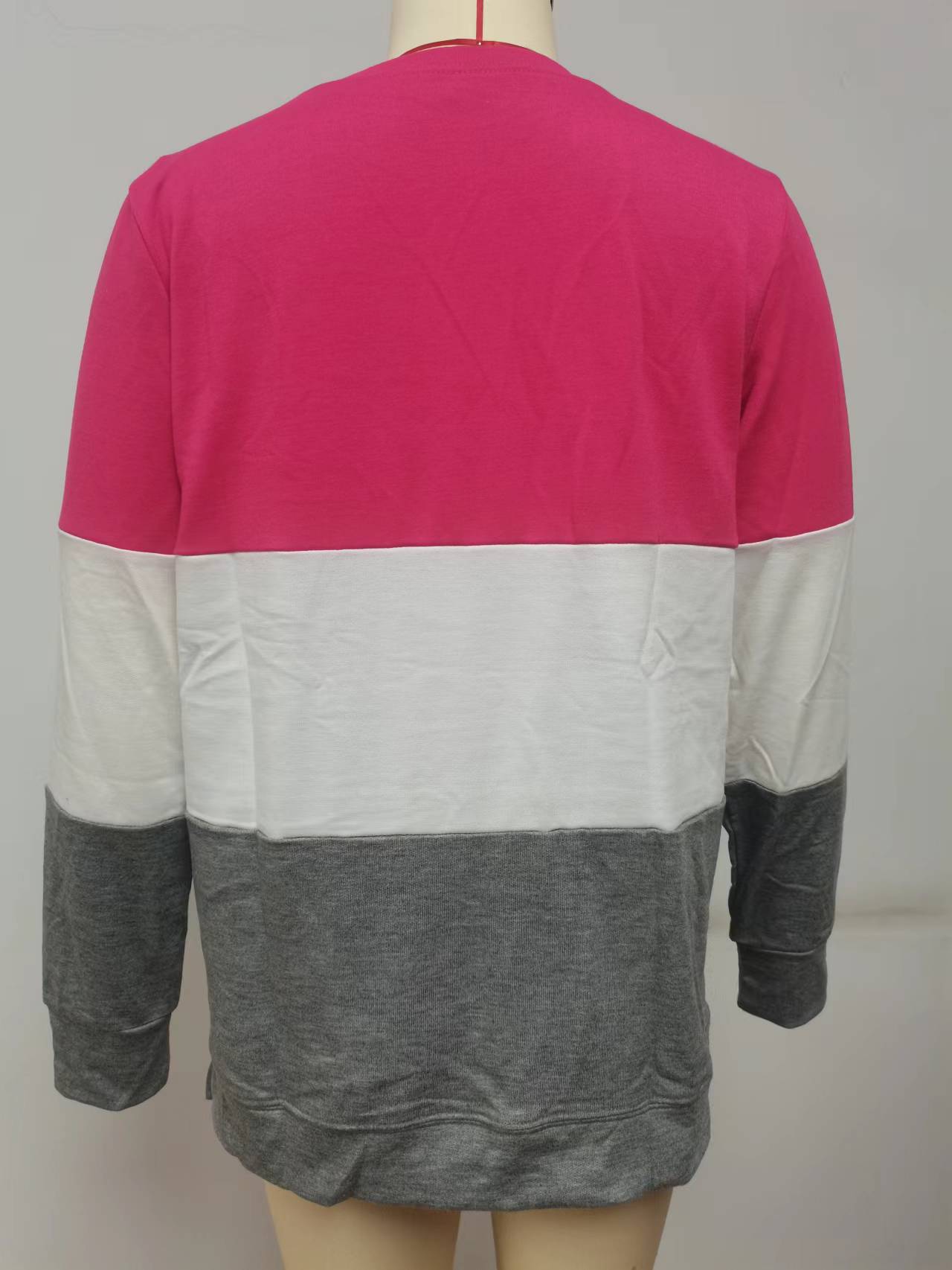 Women Clothing Stitching Crisscross Neckline round Neck Long Sleeve Casual Sweatshirt Women