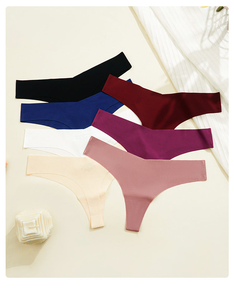 Sports Yoga Sexy V Waist Underwear Women One Piece Low Waist Seamless Underwear Invisible T Shaped Panties Women