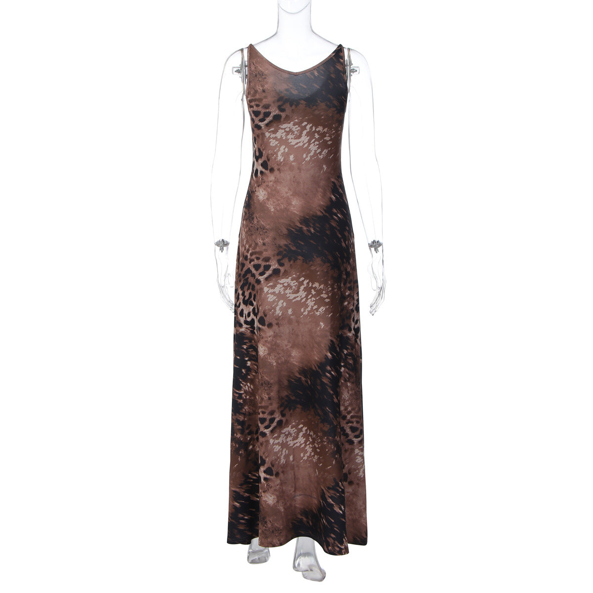 Spring Women Clothes Leopard Print Slim Street Long Tie Dress