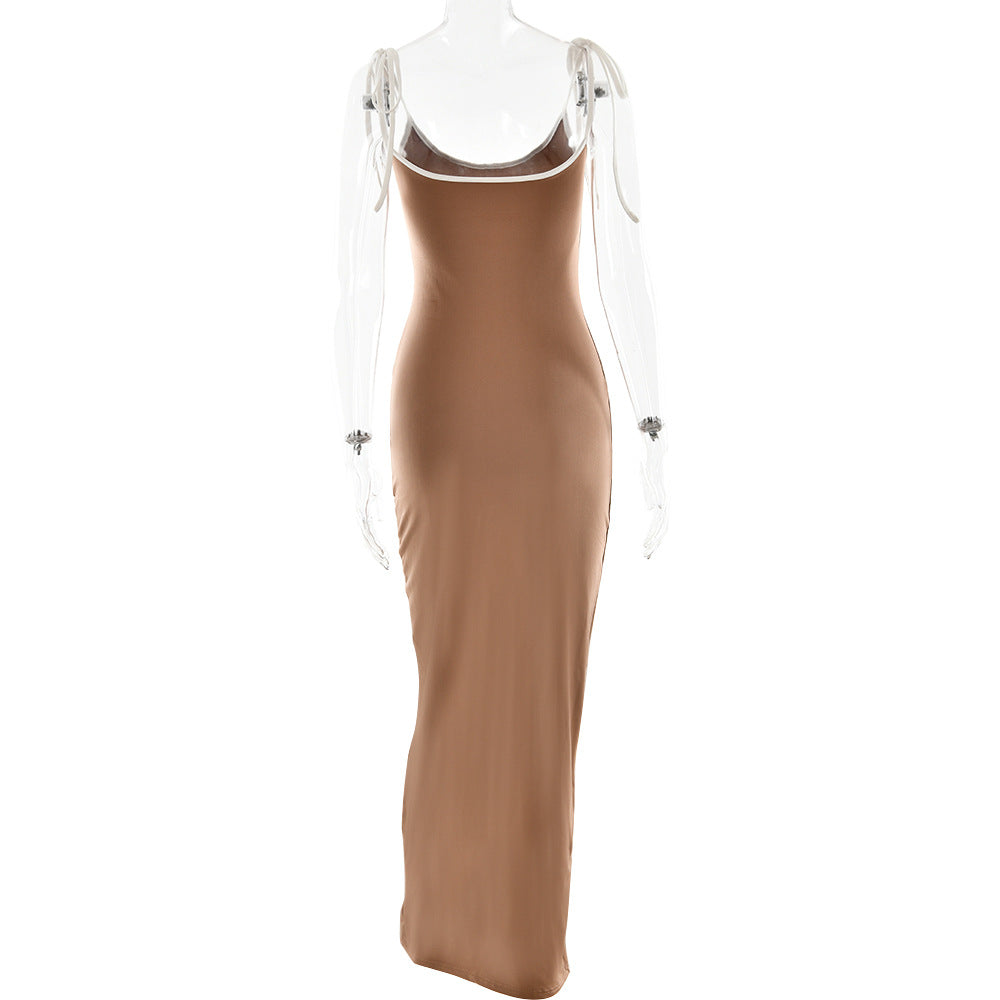 Autumn Sexy Sheath Slim Fit Maxi Dress Sleeveless Sexy Suspenders Dress