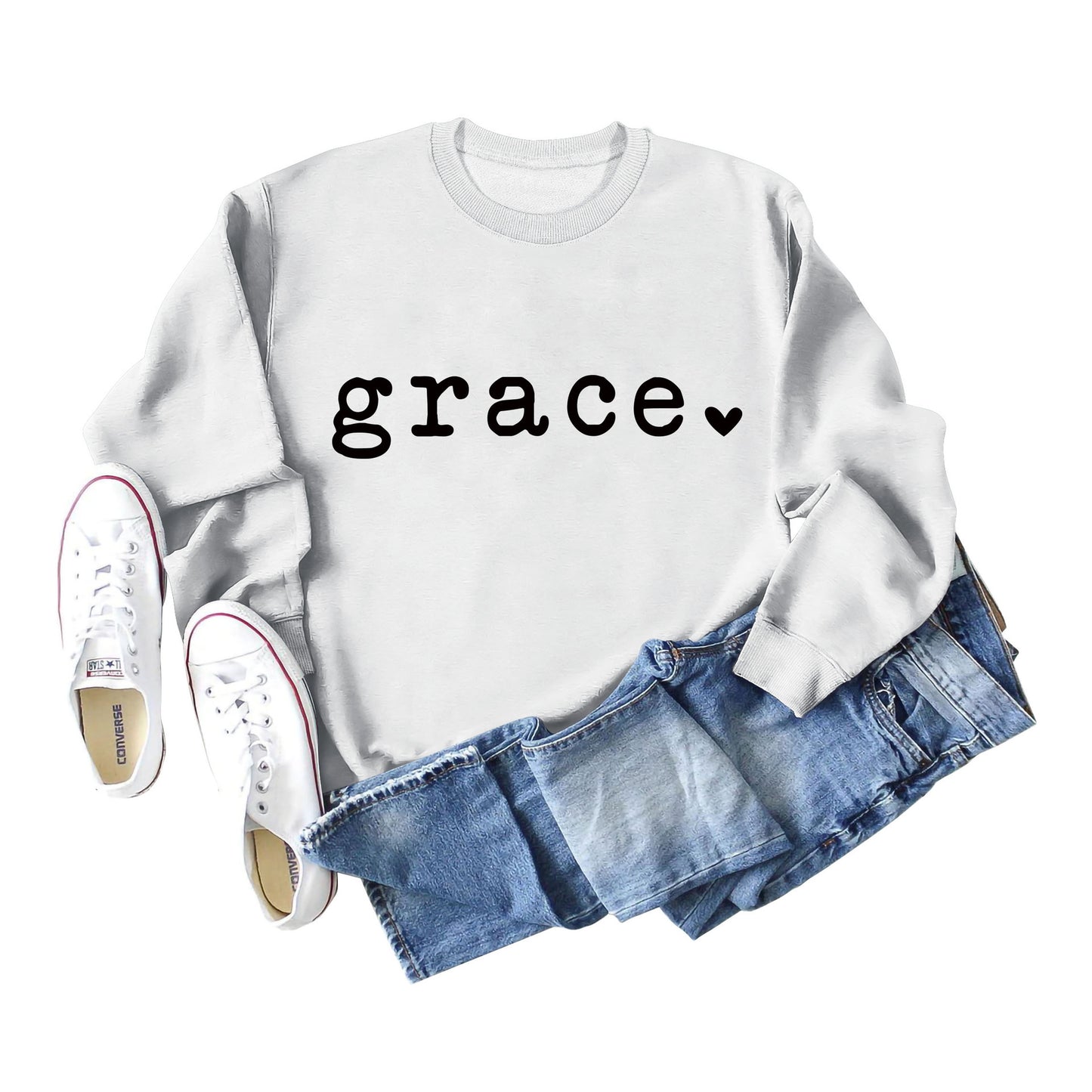 White Hoodie Black Font