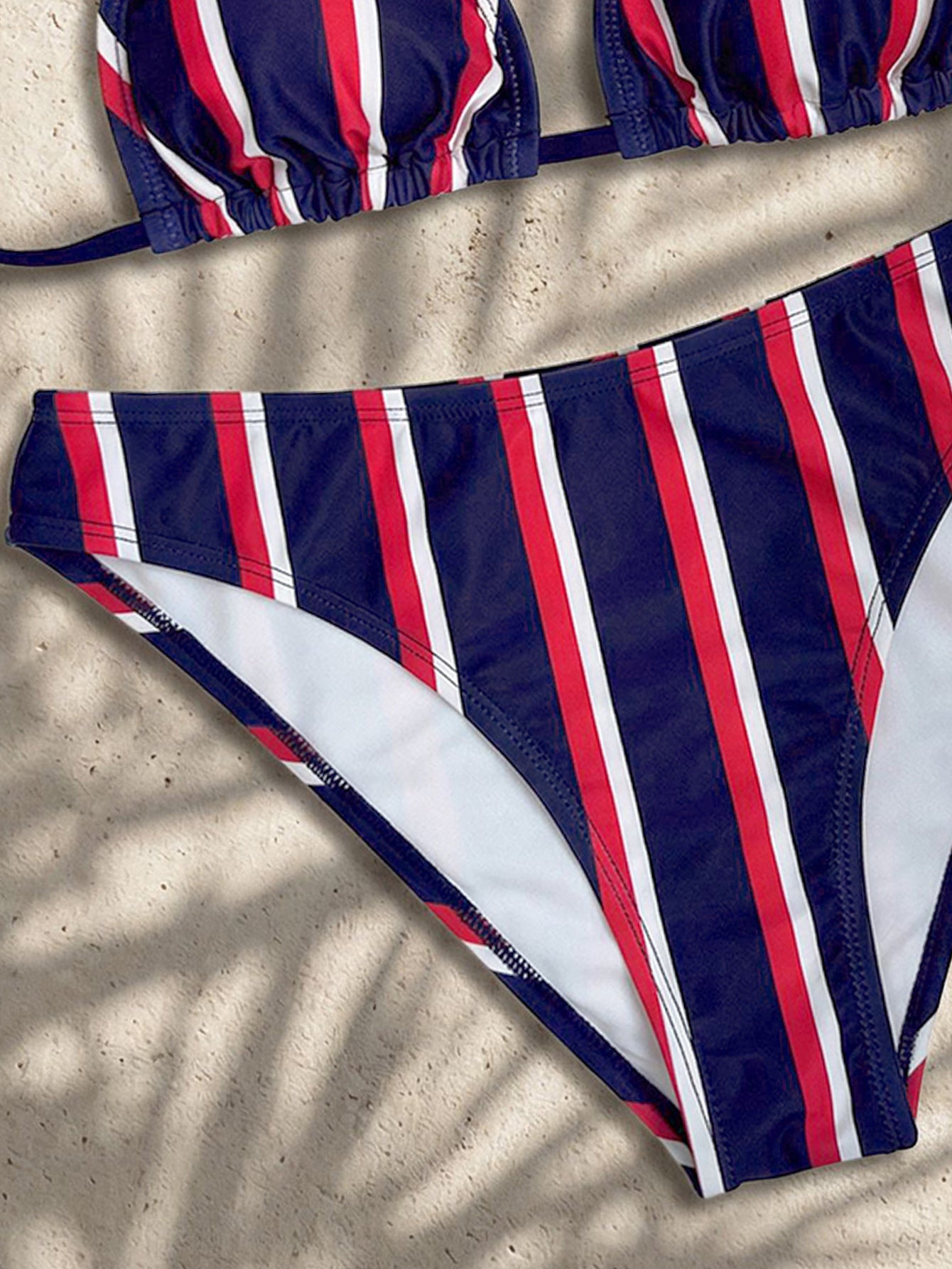 Bikini Striped Printed Triangle Strap Sexy Split Swimsuit Vacation Bikini