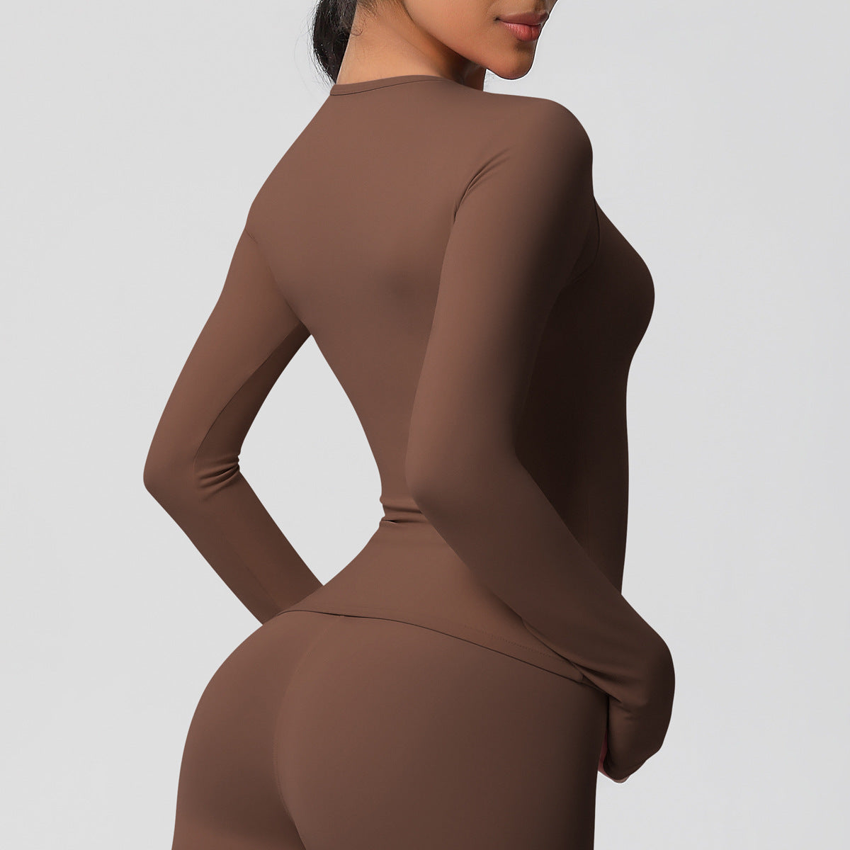 Nude Feel Brushed Slimming Tight High-Strength Running Pilates Daily Workout Clothes Yoga Long Sleeve Women