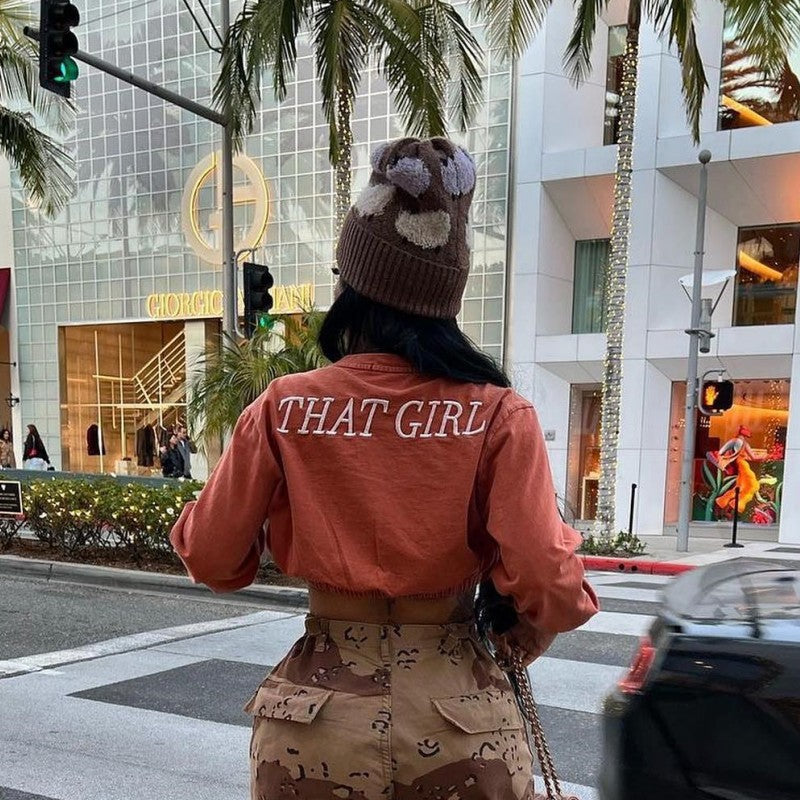 Sexy Autumn Solid Color Round Neck Embroidered Letter Graphic Long Sleeve Short Cropped Women Sweatshirt