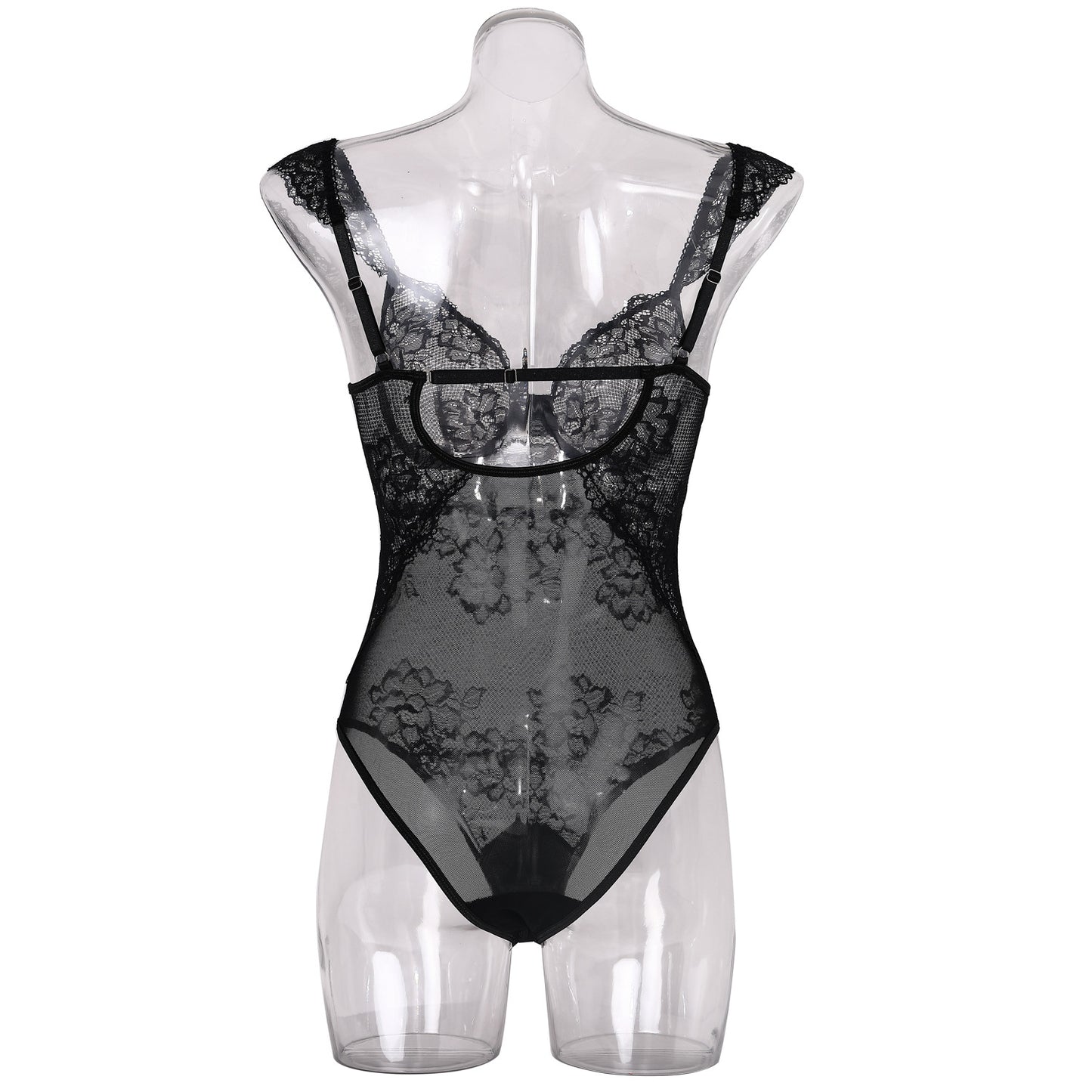 Sexy Lace Steel Ring See through Push up Solid Color Slimming Thin Comfortable Jumpsuit Sexy Lingerie