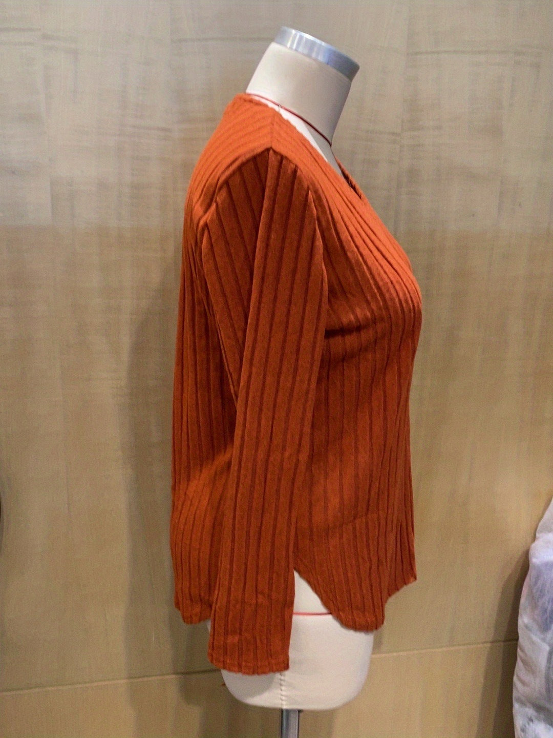 Autumn Winter Solid Color plus Size Women Clothes Top V neck Long Sleeve Sunken Stripe Brushed T shirt Loose Pullover