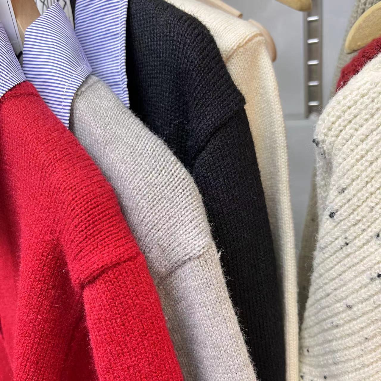 Spring Faux Two Piece Knitted Cardigan Sweater for Women Office Korean Shirt Collar Single Breasted Cardigan for Women