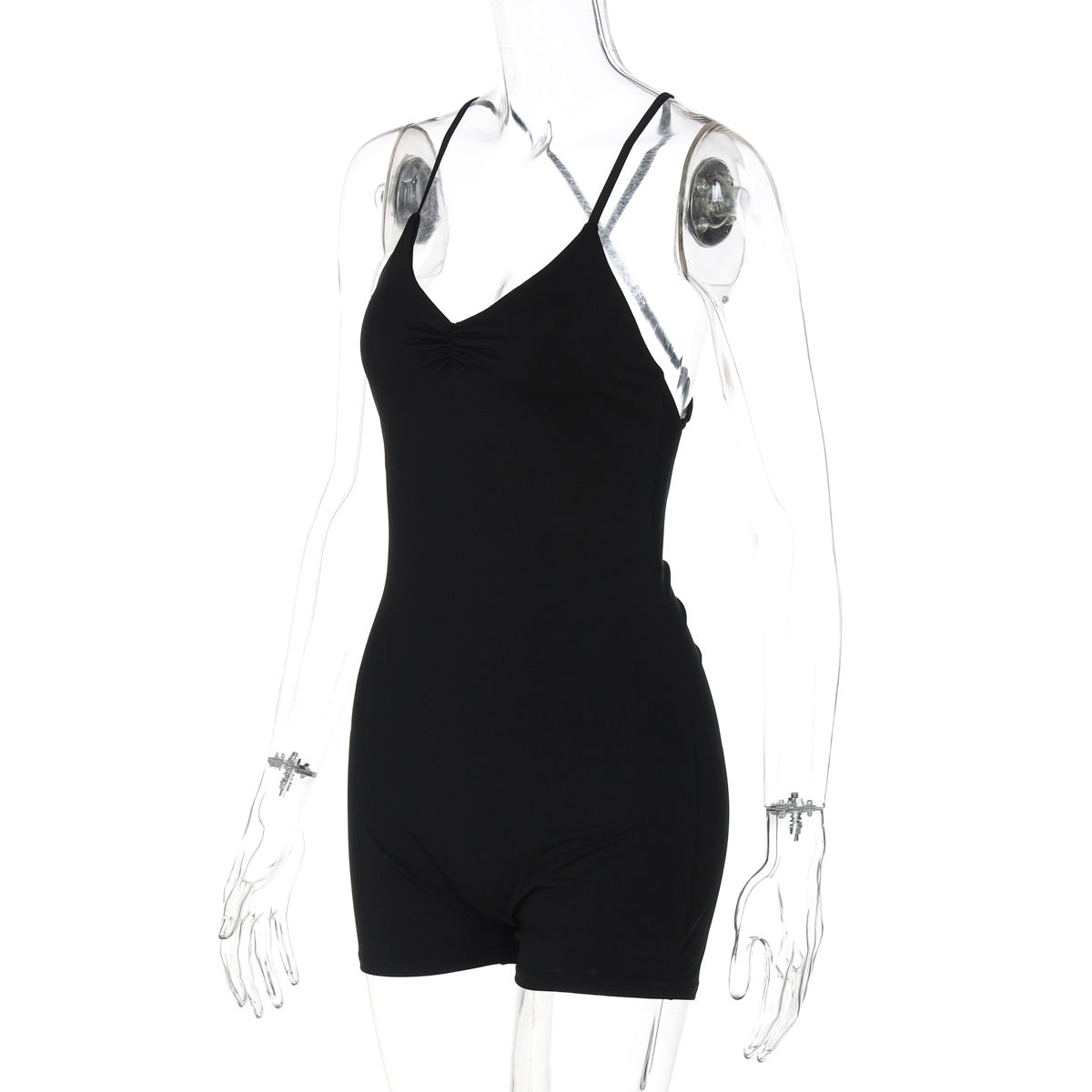 Women Clothing Summer Solid Color Sling Backless Fitness Yoga Tight Jumpsuit