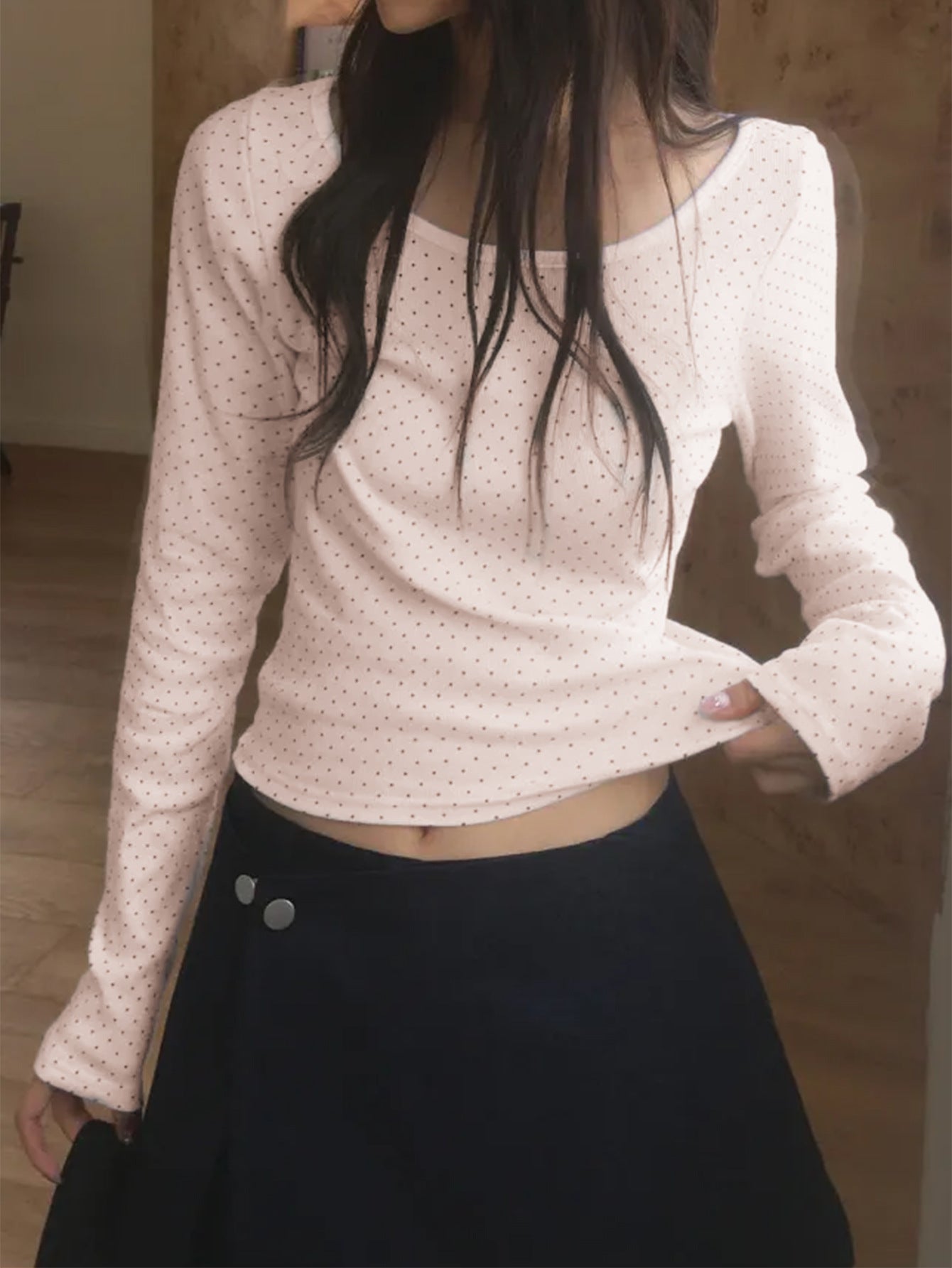 Casual Vacation Long Sleeved Bottoming Shirt Top T shirt Women Clothing Autumn Winter