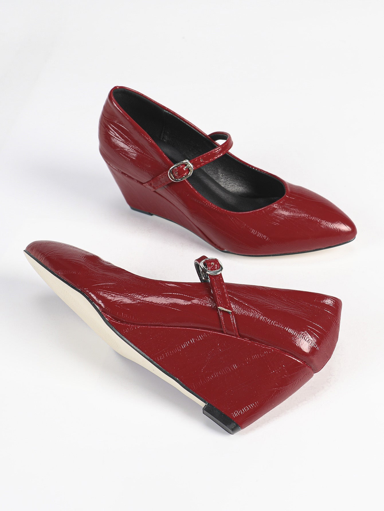 Pointed Wedge Height Increased by Platform Shoes Comfortable Platform High Heel Wedge Heels Party Dance Black
