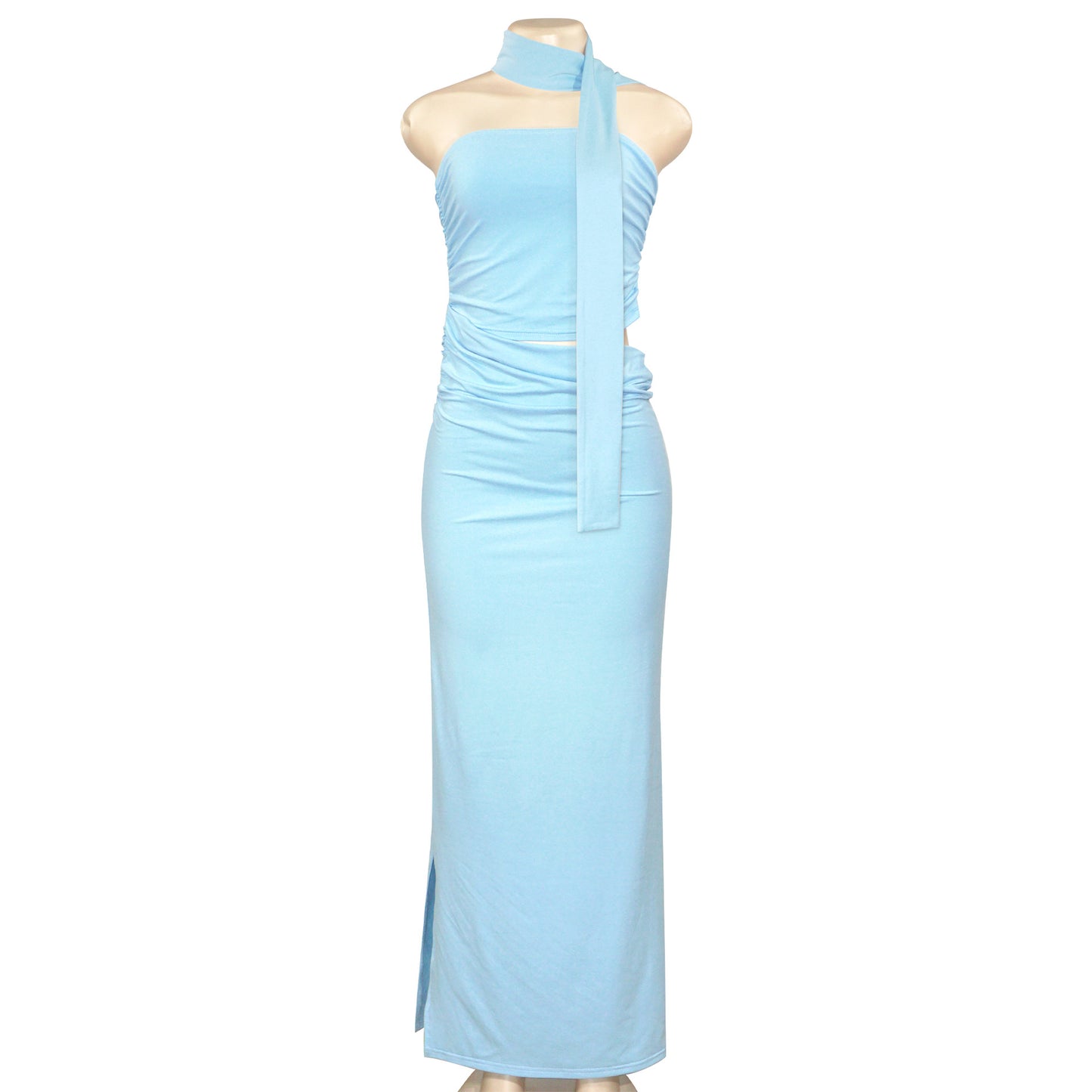 Spring Sexy Tube Top Pleated Slim Fit Sheath Personality Street Dress Long Dress