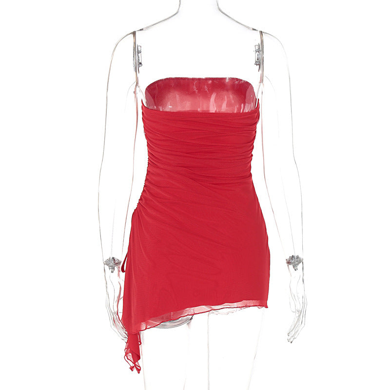 Women Clothing Summer Sexy Solid Color Sleeveless Slim Corset Backless Dress