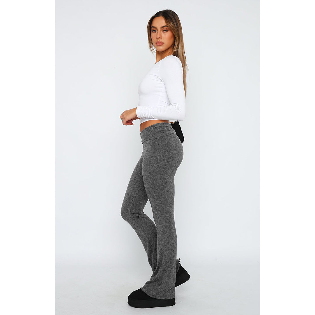 Women Clothing Comfortable Slim Slimming Back Waist Low Waist Bell Bottom Pants