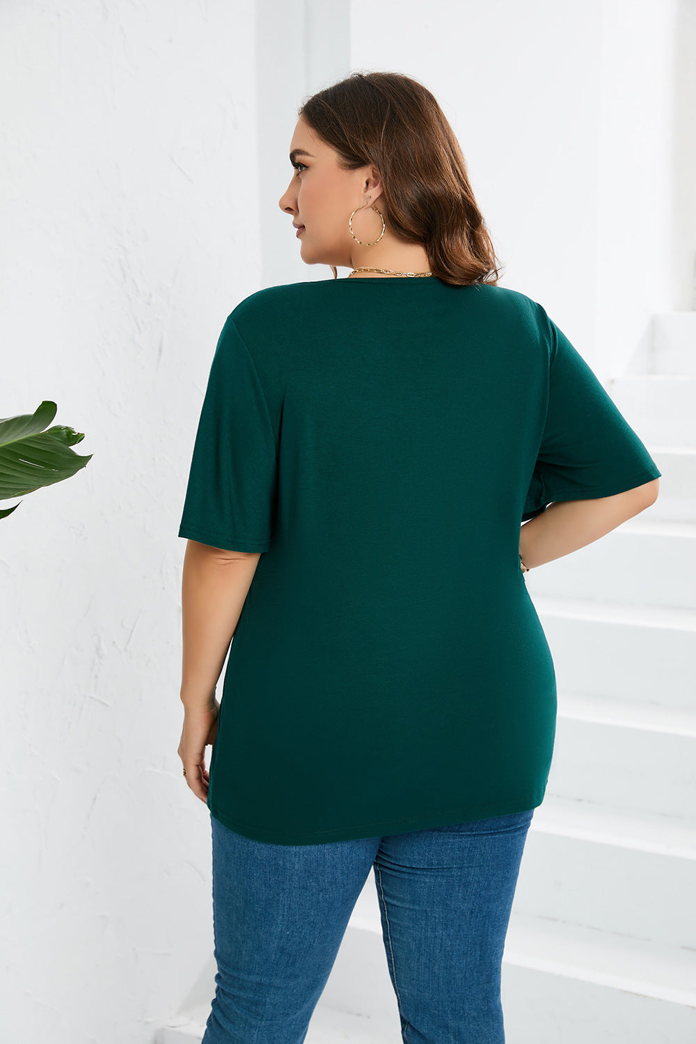 Plus Size Women Clothes Flared Sleeves Short Sleeved T Shirt Lace Patchwork Top Women Clothing