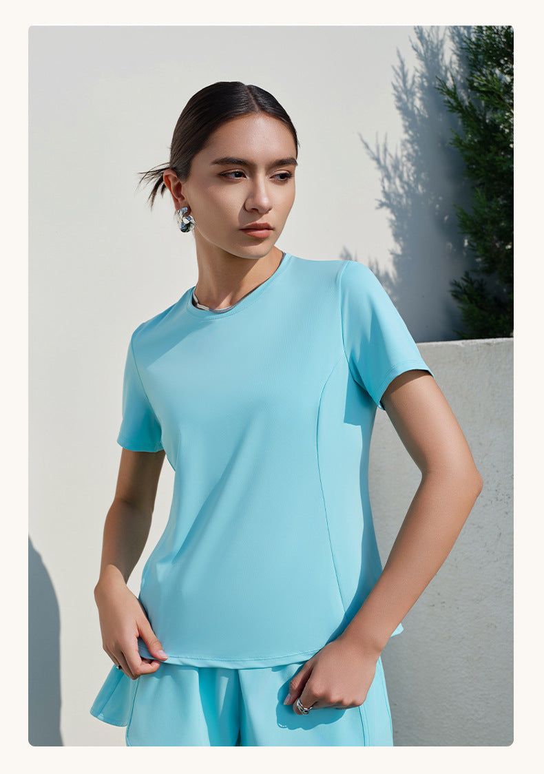 Short Sleeve Yoga Women Summer Running Sports Loose Breathable Slim Fit round Neck Outer Wear Yoga T shirt