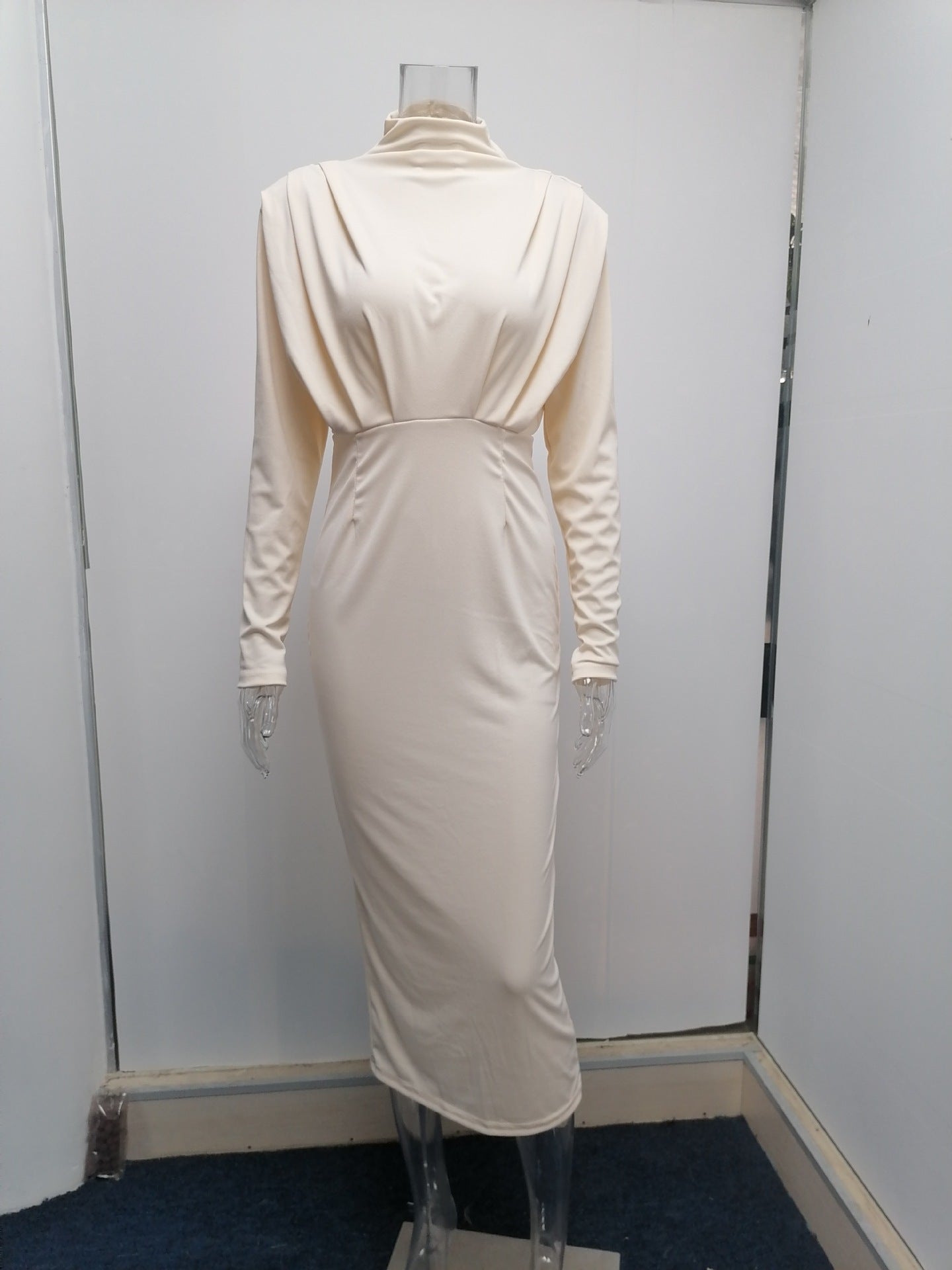 Autumn Waist-Controlled Western Solid Color Long Sleeve Dress