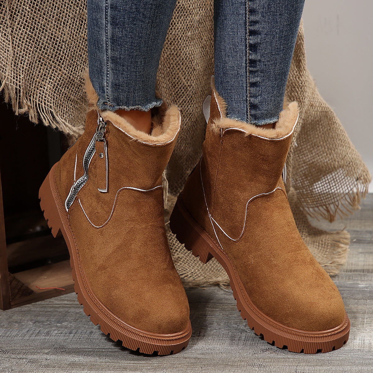 Mid Calf plus Velvet Platform Cotton Padded Boots Women Arrival Thickened Warm Snow Boots