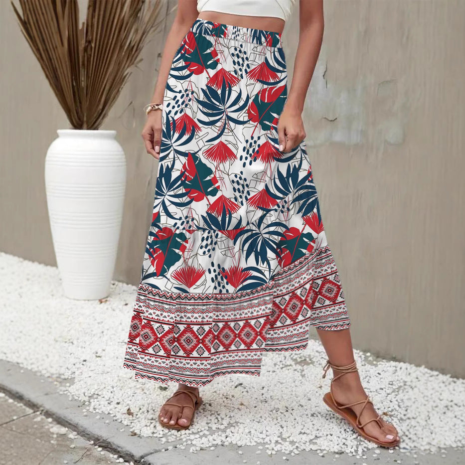 Spring Summer Women Casual Print Holiday Skirt